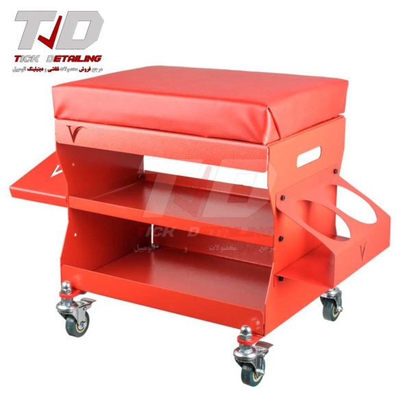 صندلی چرخدار دیتیلینگ وی گارد با نگهدارنده تجهیزات | V Guard Detailing Seat – قرمز