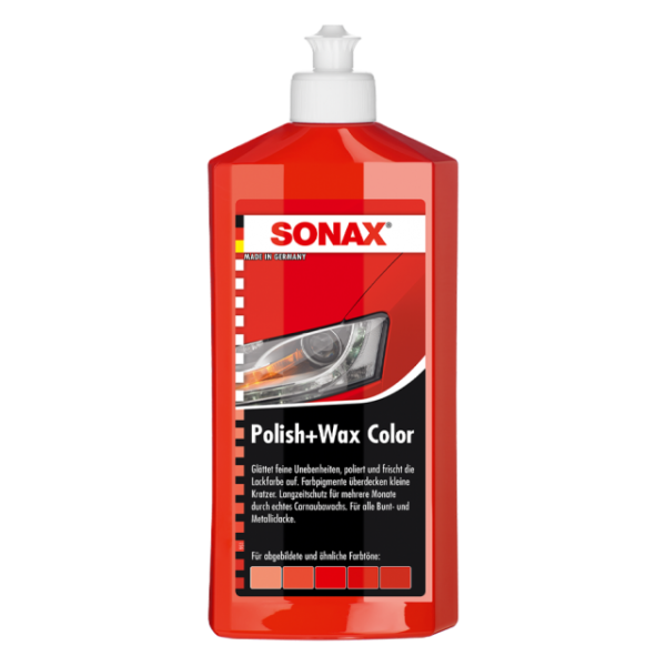 پولیش و واکس رنگی قرمز سوناکس مخصوص بدنه خودرو Sonax مدل Polish & Wax Color
